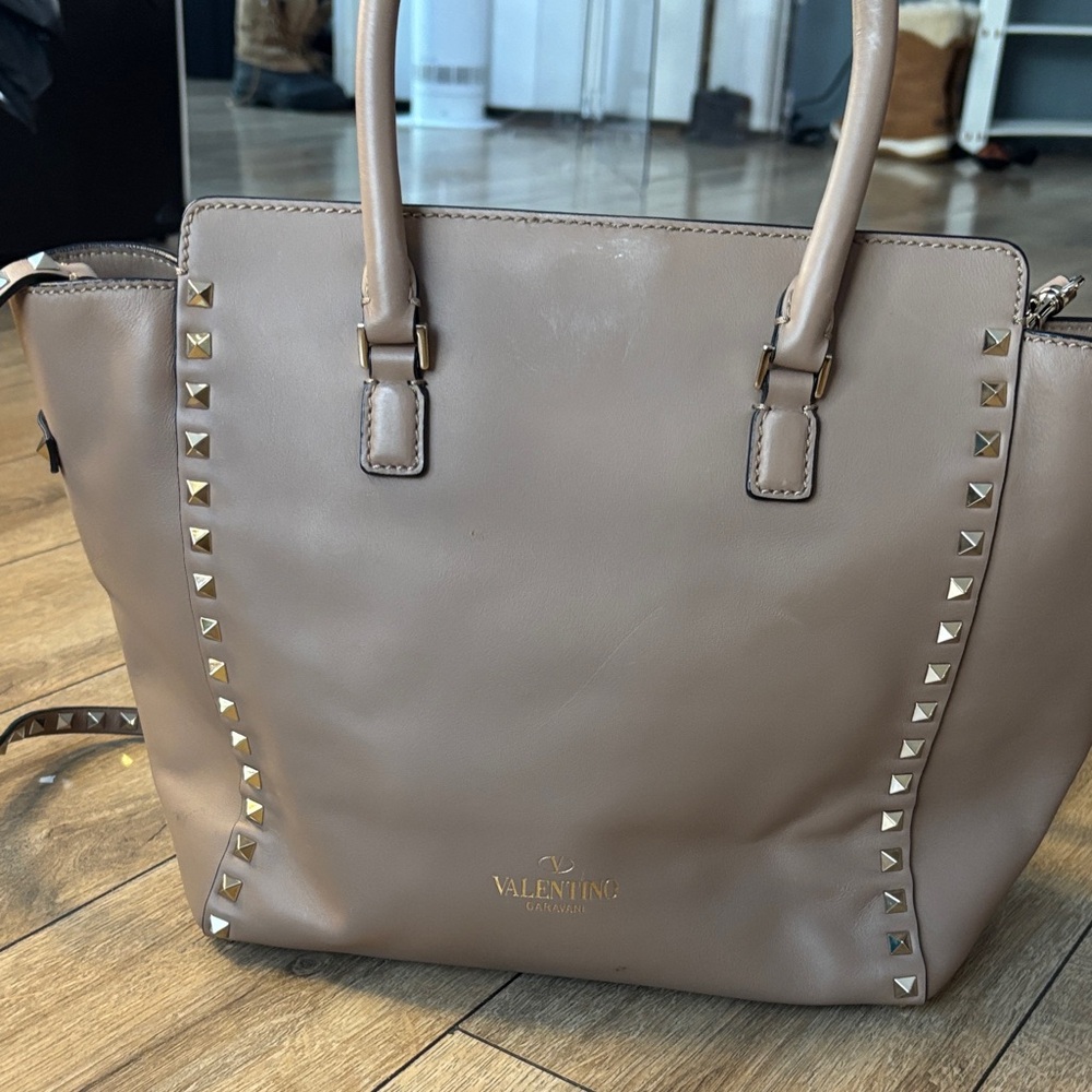 Valentino Garavani Beige Studded Tote